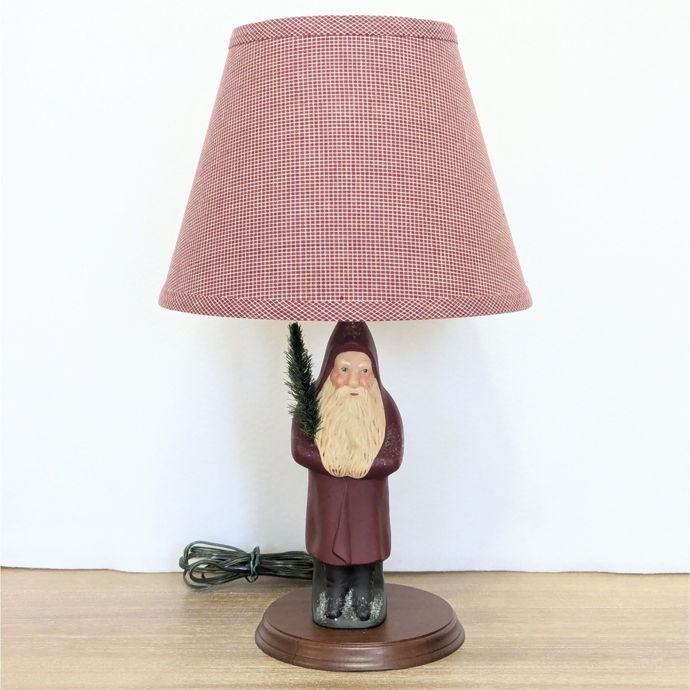Vintage Walnut Ridge Chalkware Santa Lamp Christmas Folk Art Primitive Decor